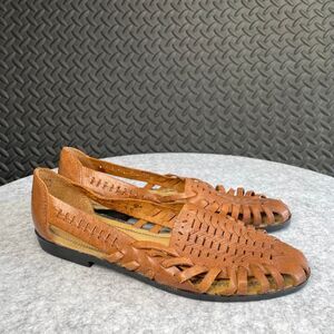 Vintage Basic Editions Brown‎ Leather Espadrilles Slip On Women's Shoe Sz 10